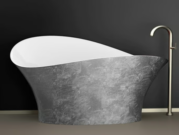 FLOWER STYLE SILVER - Freestanding silver leaf bathtub by Glass Design - view 2